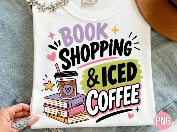 Cute Book Shopping & Iced Coffee PNG