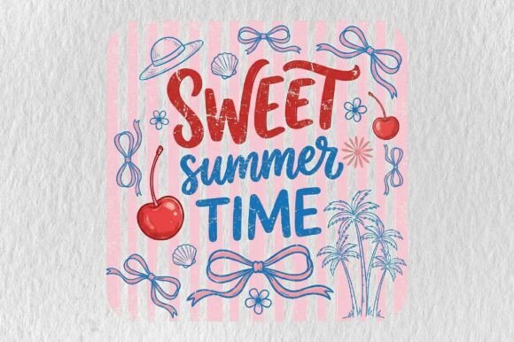 Cute Cherry Bow Summer Sublimation PNG
