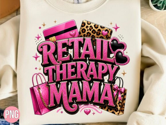 Elevating Print-on-Demand Brands with the Retail Therapy Mama Shopping PNG Design