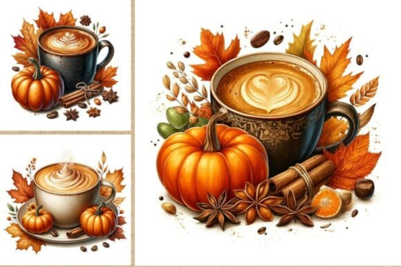 Embracing the Season: How Autumn Pumpkin Spice Coffee Clipart Enhances Creative Projects
