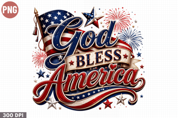God Bless America Patriotic PNG Design