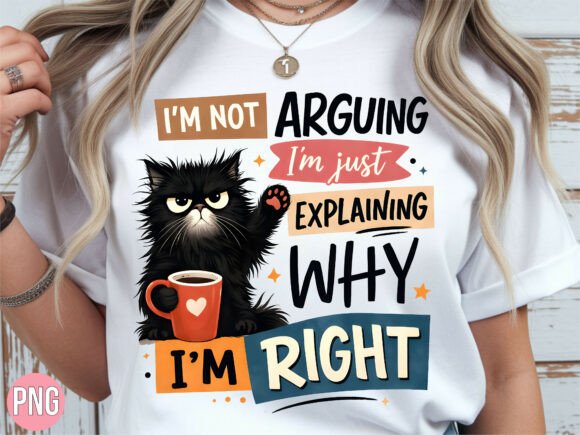 Grumpy Black Cat Arguing Why Right PNG: The Perfect Digital Asset for Humorous Designs