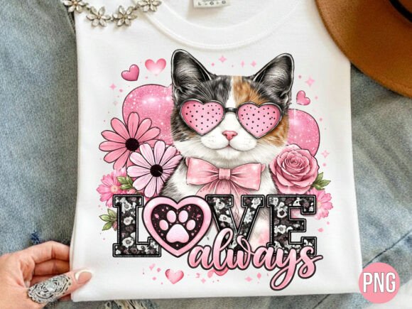 Love Always Floral Calico Pink Cat PNG: A Versatile Asset for Creators and Small Businesses