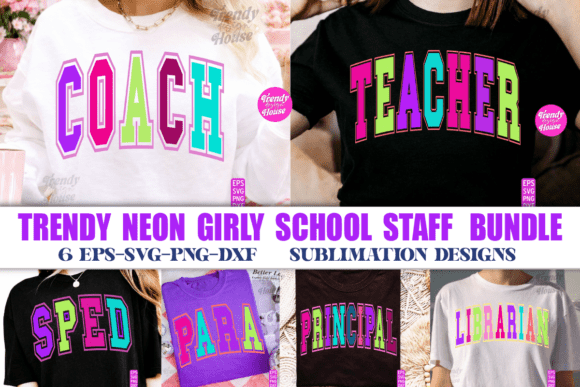 Neon Girly School Occupation SVG Bundle