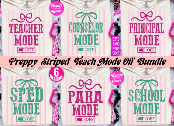 Preppy Striped Teach Mode PNG Bundle