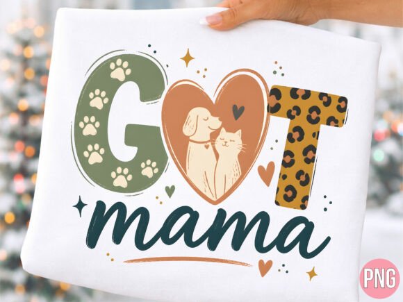 Retro Dog Cat Got Mama Paw PNG Design