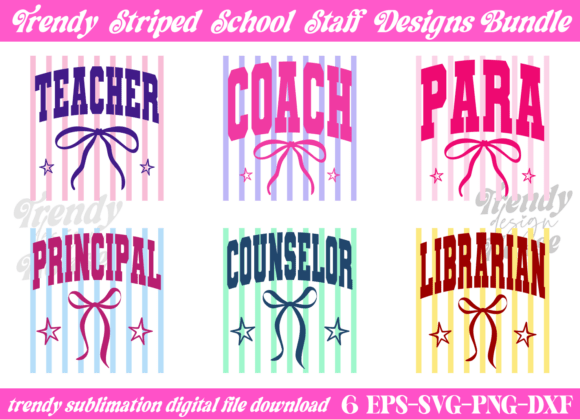 Striped School Staff & Teacher PNG Bundle