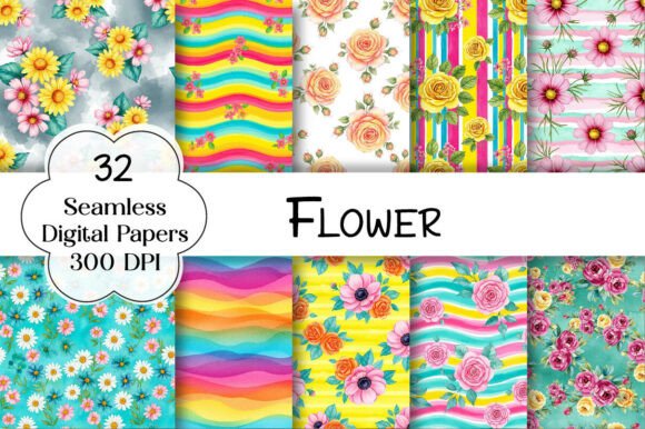 Summer Flower Digital Papers: Bringing Sun-Kissed Gardens to Your Creative Projects