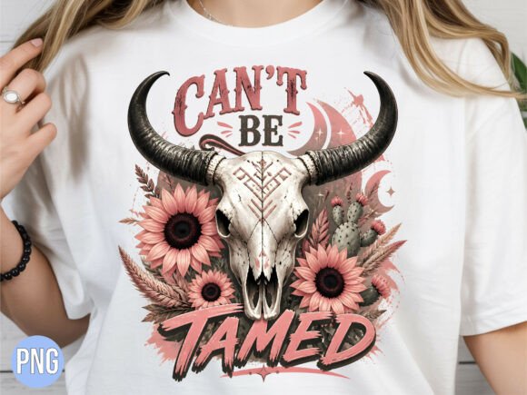 Unleash Creativity with the Cant Be Tamed Bull Skull PNG