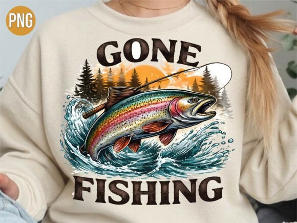 Vintage Gone Fishing Rainbow Trout PNG: A Guide for Digital Creators